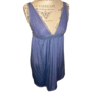 2/$30 LA Vie En Rose Purple Satin Silky Night Gown Lace Boustier Adjust Straps M